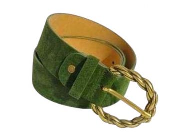 real leather suede ζώνη λαδί - PerfectDress.gr - 