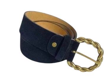 real leather suede ζώνη μαύρο - PerfectDress.gr - 