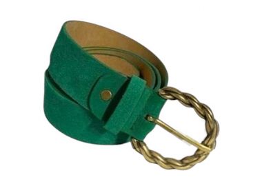 real leather suede ζώνη σμαραγδί - PerfectDress.gr - 