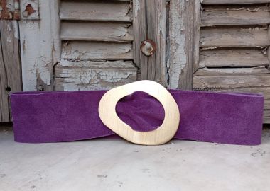 real leather suede ζώνη Zeta μωβ - PerfectDress.gr - 