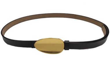 real leather ζώνη oval bronze black - PerfectDress.gr - 