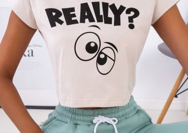 REALLY BEIGE CROP TSHIRT - fashionroom - 