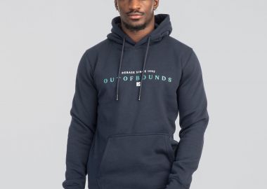 REBASE DOUBLE PRESSED PRINT BRUSHED FLEECE HOODIE ΜΠΛΕ - REBASE - 