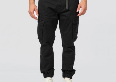 REBASE ELASTICATED HEM CARGO PANTS ΜΑΥΡΟ - REBASE - 