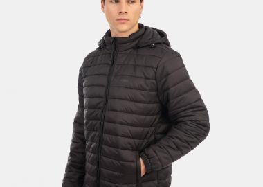 REBASE PADDED HOODED JACKET ΜΑΥΡΟ - REBASE - 