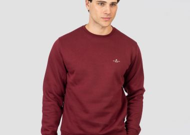 REBASE THIN HIGH DENSITY BRUSHED FLEECE CREWNECK TOP ΚΟΚΚΙΝΟ - REBASE - 