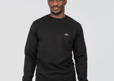 REBASE THIN HIGH DENSITY BRUSHED FLEECE CREWNECK TOP ΜΑΥΡΟ - REBASE - 
