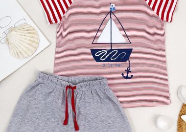 RED NAVY STRIPES PAJAMA SET -  - 