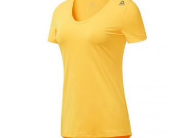 Reebok Workout Ready Speedwick Αθλητικό Γυναικείο T-shirt Κίτρινο με Λαιμόκοψη V DX0546 - Reebok - 