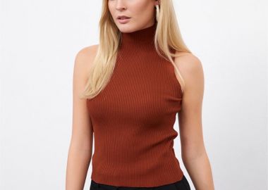 Reele γυναικεία μπλούζα ριμπ αμάνικη (ΚΑΦΕ) - SOU - 