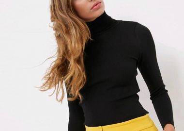 Reele γυναικεία μπλούζα ριμπ μακρυμάνικη μαύρο - SOU - 