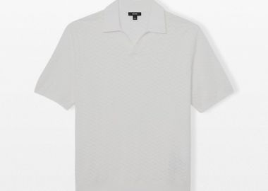 REISS Ανδρικό Λευκό Open-Collar Polo Shirt - REISS - 