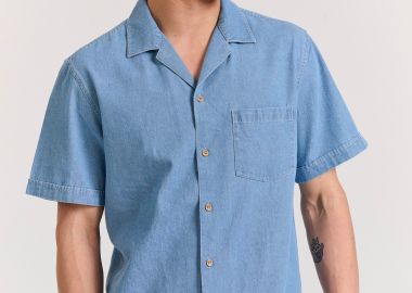 Relaxed fit ανδρικό denim πουκάμισο - FUNKY BUDDHA - 
