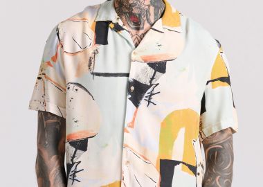 Relaxed fit εμπριμέ πουκάμισο με αφηρημένο σχέδιο - FUNKY BUDDHA - 