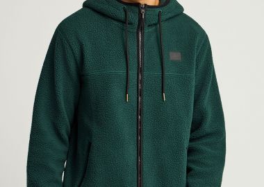 Relaxed fit fleece ζακέτα φούτερ με τσέπες και φερμουάρ - FUNKY BUDDHA - 