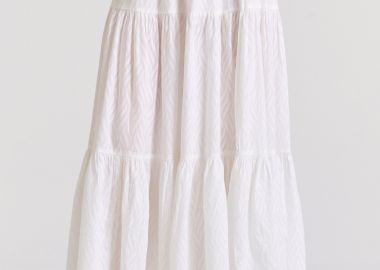 Relaxed fit φούστα με βολάν σε ζακάρ ύφανση - FUNKY BUDDHA - 