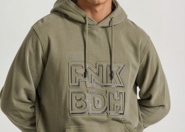 Relaxed fit φούτερ με embossed τύπωμα στο στήθος - FUNKY BUDDHA - 