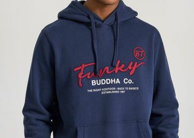 Relaxed fit φούτερ με κέντημα στο στήθος - FUNKY BUDDHA - 