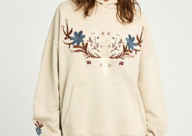 Relaxed fit Φούτερ με κουκούλα και κεντήματα - FUNKY BUDDHA - 