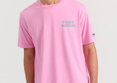 Relaxed fit garment dyed t-shirt με τύπωμα στη πλάτη - FUNKY BUDDHA - 