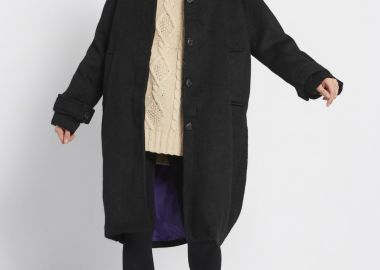 Relaxed fit γυναικείο μονόχρωμο παλτό - FUNKY BUDDHA - 