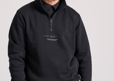 Relaxed fit half-zip φούτερ με branded τύπωμα - FUNKY BUDDHA - 