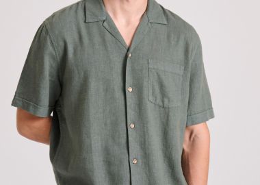 Relaxed fit κοντομάνικο πουκάμισο από λινό και lyocell - FUNKY BUDDHA - 