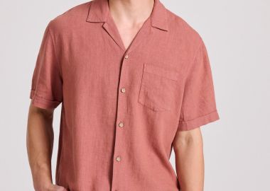 Relaxed fit κοντομάνικο πουκάμισο από λινό και lyocell - FUNKY BUDDHA - 