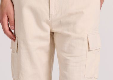 Relaxed fit linen blend cargo βερμούδα - FUNKY BUDDHA - 