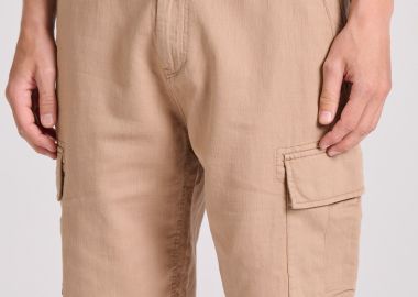 Relaxed fit linen blend cargo βερμούδα - FUNKY BUDDHA - 