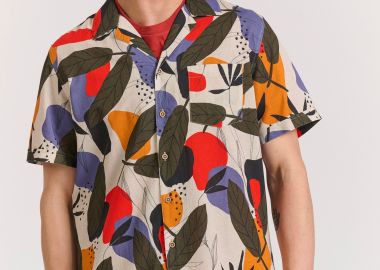 Relaxed fit linen blend φλοράλ πουκάμισο - FUNKY BUDDHA - 