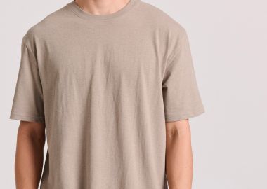 Relaxed fit linen blend μονόχρωμο t-shirt - FUNKY BUDDHA - 