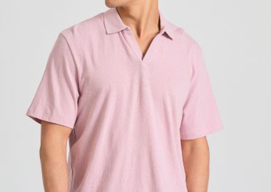 Relaxed fit linen blend μπλούζα πόλο - FUNKY BUDDHA - 
