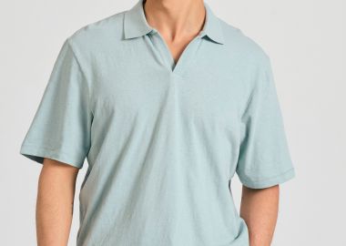 Relaxed fit linen blend μπλούζα πόλο - FUNKY BUDDHA - 
