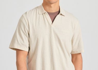 Relaxed fit linen blend μπλούζα πόλο - FUNKY BUDDHA - 