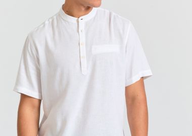 Relaxed fit linen blend πουκαμίσα - FUNKY BUDDHA - 