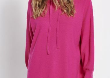 Relaxed fit μίνι πλεκτό φόρεμα με κουκούλα - FUNKY BUDDHA - 