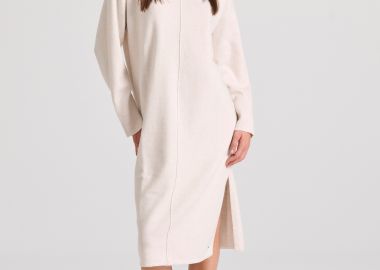 Relaxed fit μίντι πλεκτό φόρεμα με πλαϊνά σκισίματα - FUNKY BUDDHA - 