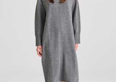 Relaxed fit μίντι πλεκτό φόρεμα με πλαϊνά σκισίματα - FUNKY BUDDHA - 