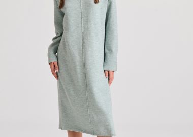 Relaxed fit μίντι πλεκτό φόρεμα με πλαϊνά σκισίματα - FUNKY BUDDHA - 