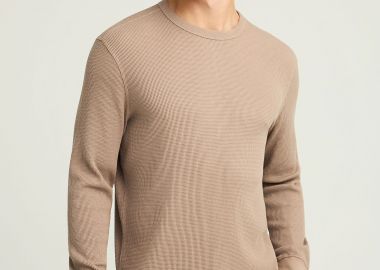 Relaxed fit μονόχρωμη μακρυμάνικη μπλούζα - FUNKY BUDDHA - 