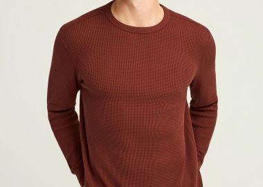 Relaxed fit μονόχρωμη μακρυμάνικη μπλούζα - FUNKY BUDDHA - 