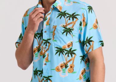 Relaxed fit resort πουκάμισο από τεχνητό μετάξι - FUNKY BUDDHA - 