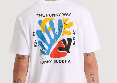 Relaxed fit t-shirt με abstract τύπωμα στην πλάτη - FUNKY BUDDHA - 