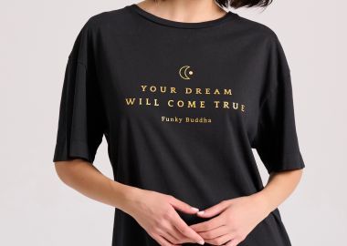 Relaxed fit t-shirt με boho τύπωμα στην πλάτη - FUNKY BUDDHA - 