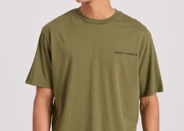 Relaxed fit t-shirt με embossed τύπωμα στην πλάτη - FUNKY BUDDHA - 