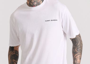 Relaxed fit t-shirt με embossed τύπωμα στην πλάτη - FUNKY BUDDHA - 