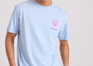 Relaxed fit t-shirt με floral frame τύπωμα - FUNKY BUDDHA - 