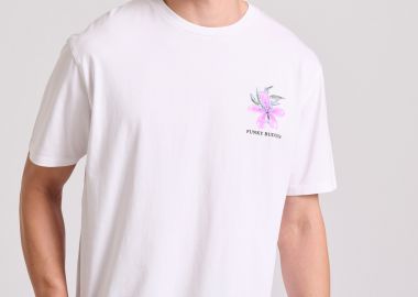 Relaxed fit t-shirt με floral frame τύπωμα - FUNKY BUDDHA - 