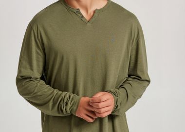 Relaxed fit t-shirt με λαιμό henley - FUNKY BUDDHA - 